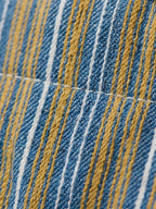 Handwoven Jamakkalam Tote Bag – Blue Base with Yellow & White Striped | Premium Cotton Hand Bag