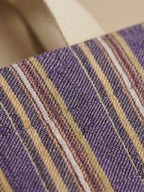 Handwoven Jamakkalam Tote Bag – Purple Base with Yellow & White Stripes | Premium Cotton Hand Bag