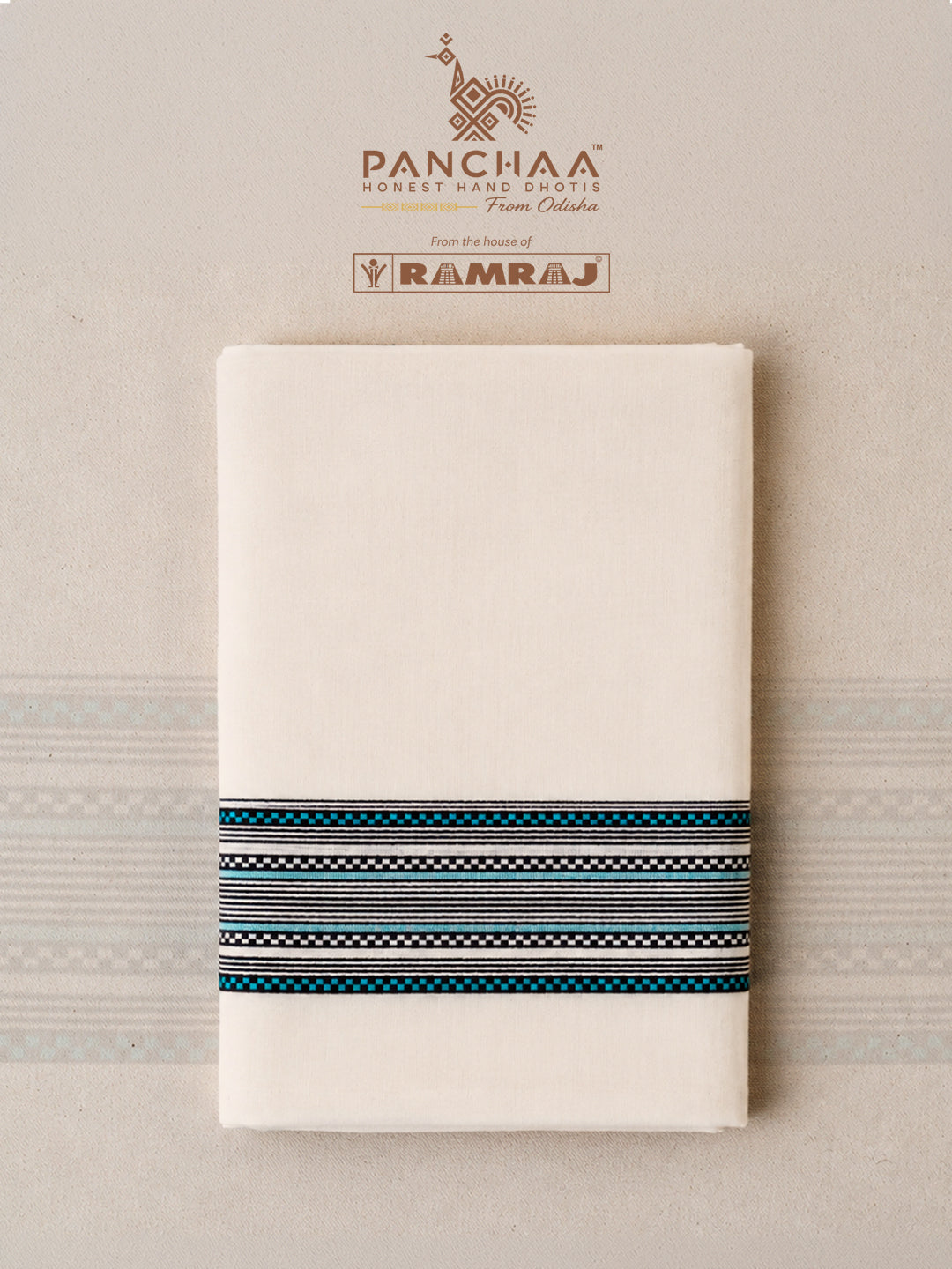 PANCHAA™ Handwoven Azo-Free Dyes Extra Weft Dhoti D3