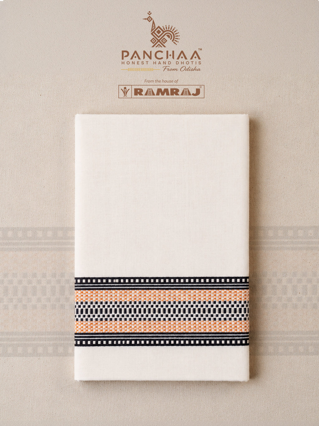 PANCHAA™ Handwoven Azo-Free Dyes Extra Weft Dhoti D1