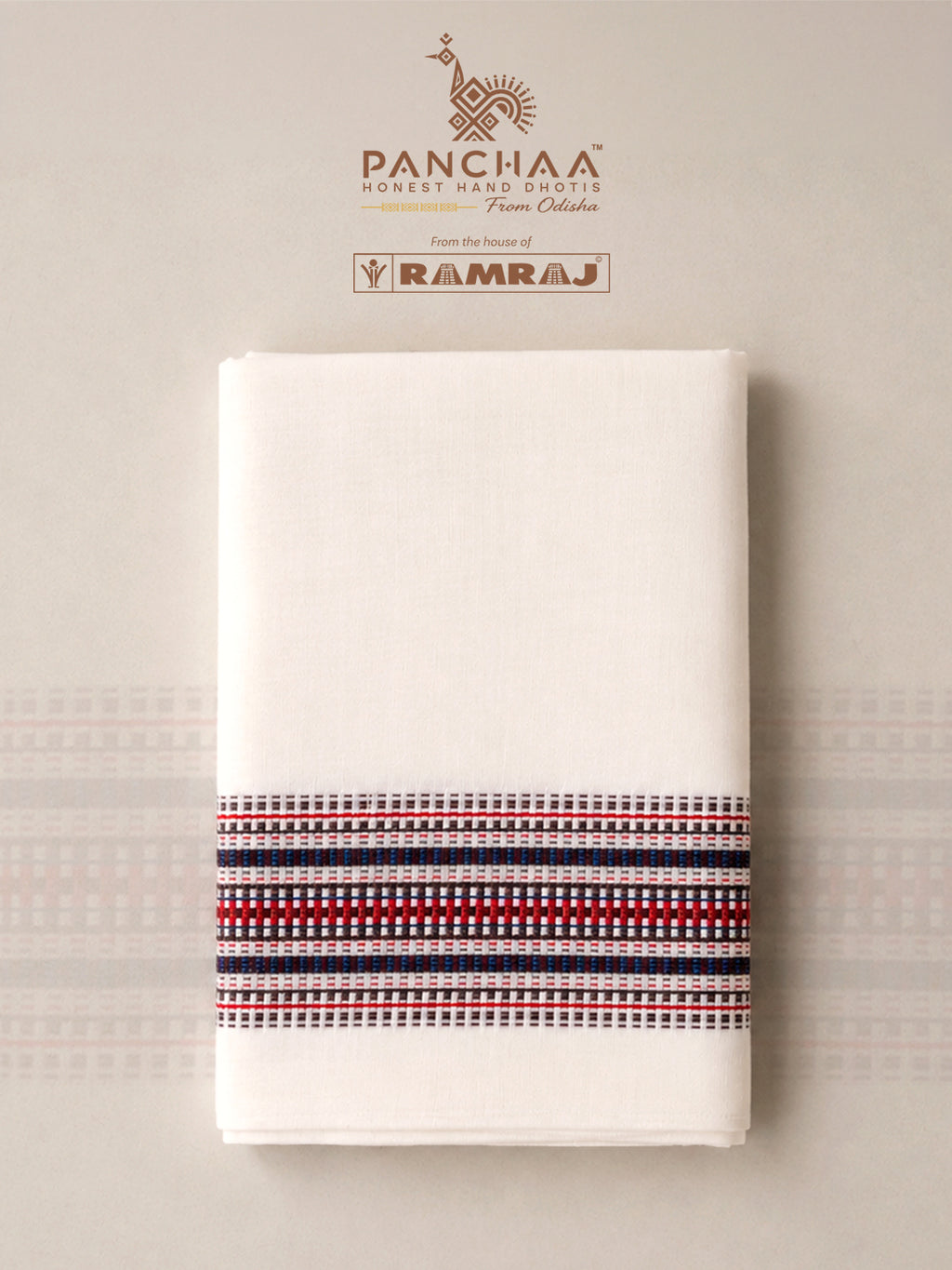 PANCHAA™ Handwoven Azo-Free Dyes Extra Weft Dhoti D4